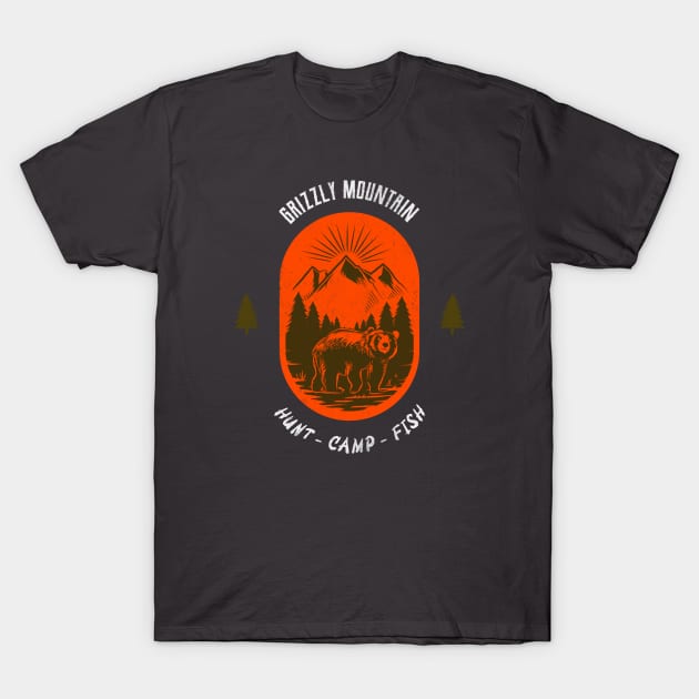 Grizzly Mountain Hunt Camp Fish - Red V2 T-Shirt by Tip Top Tee's